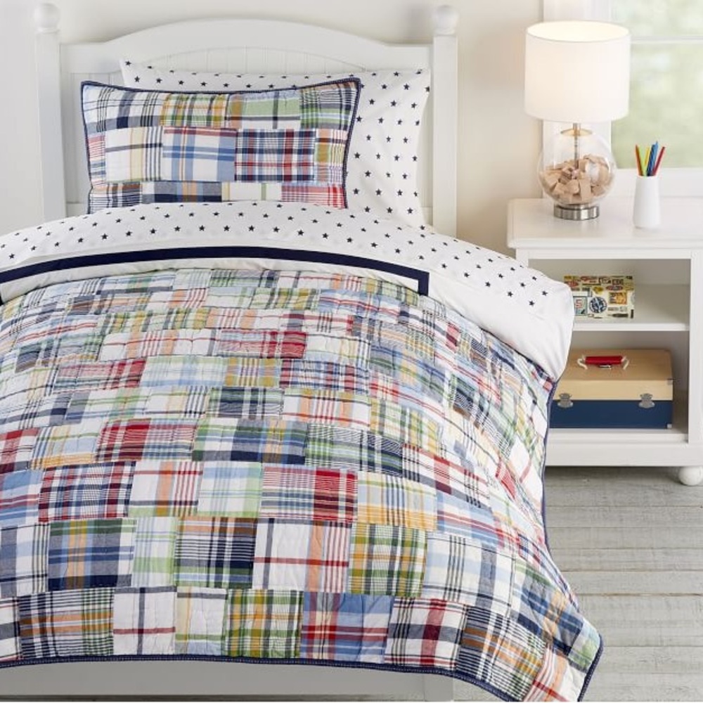 Pottery Barn Kids Madras Plaid Twin Quilt
